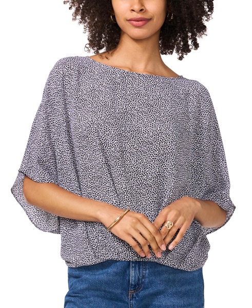 Women's Printed Boat-Neck Dolman-Sleeve Top