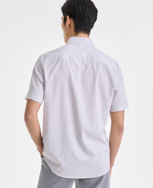 Men's Short Sleeve Diamond Print Button-Front Performance Shirt, Exclusively at Macy's