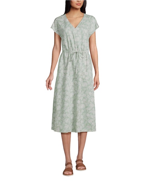 Women's TENCEL Fiber V-Neck Midi Dress