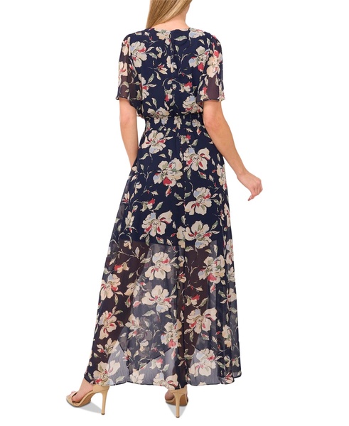 Women's Smocked-Waist Flutter-Sleeve Maxi Dress