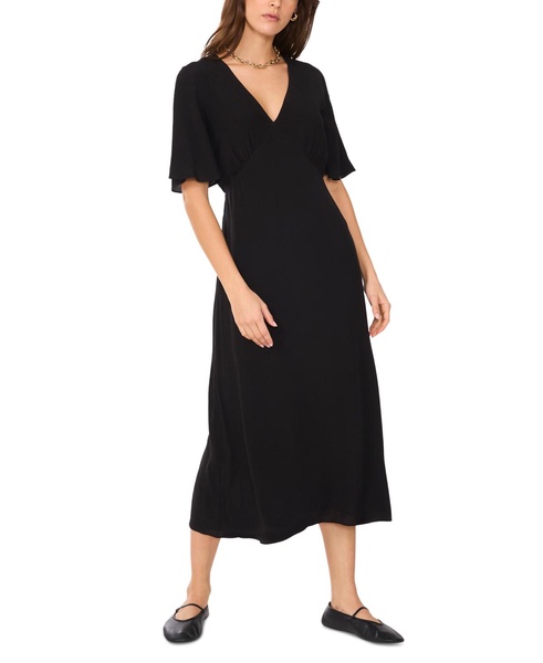 Women's Flutter-Sleeve V-Neck Midi Dress