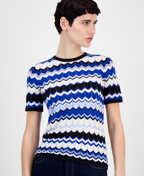Women's Short-Sleeve Chevron Knit Top
