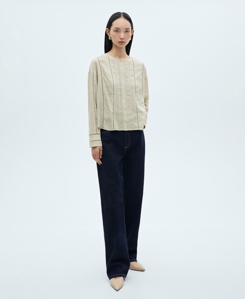 Women's Openwork Details Lyocell Blouse
