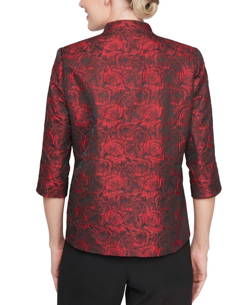 Women's Floral-Jacquard Asymmetric High-Collar Top