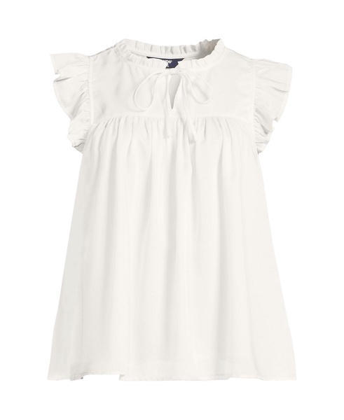 Women's Split Neck Satin Ruffle Blouse