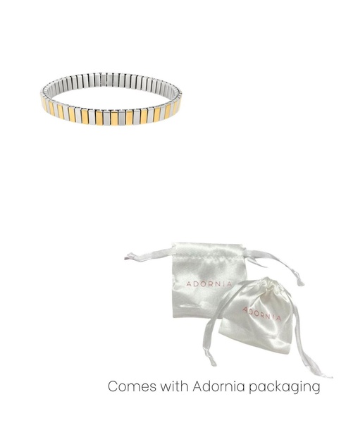 Tarnish Resistant Two-Tone Stretch Bar Bracelet