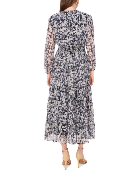 Women's V-Neck Smocked-Waist Tiered Maxi Dress
