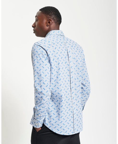 Men's Linear Print Long Sleeve Shirt