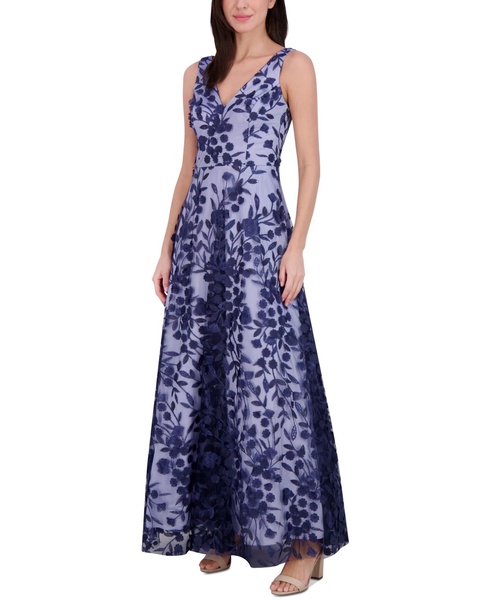 Petite 3D Floral Appliqué Gown