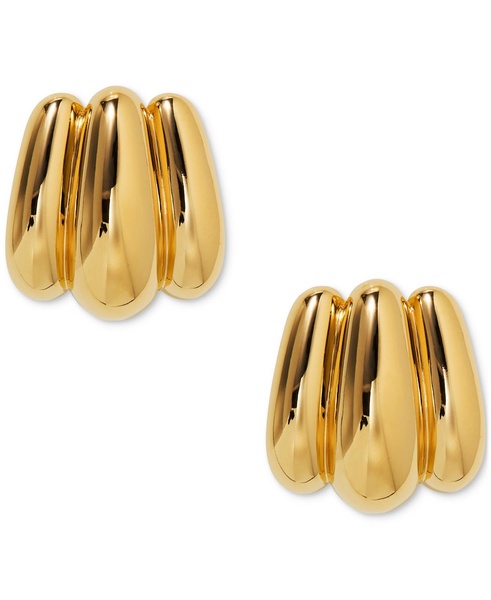 by Nadri 18k Gold-Plated Triple Lobe J-Hoop Earrings