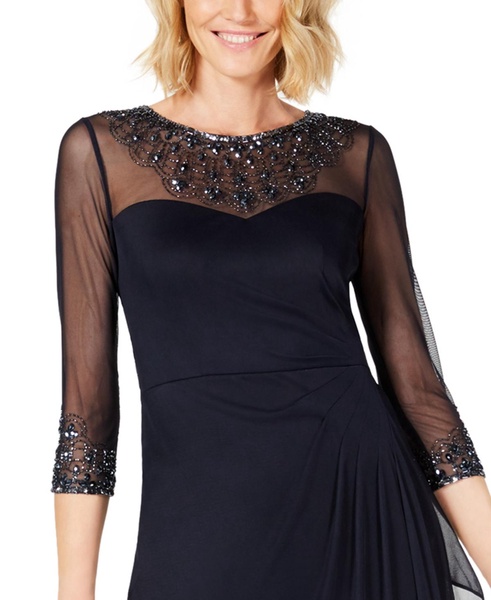 Women's Illusion Embellished A-Line Gown