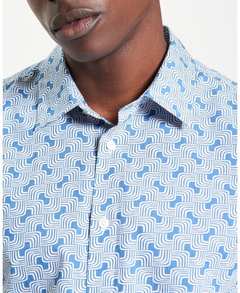 Men's Linear Print Long Sleeve Shirt