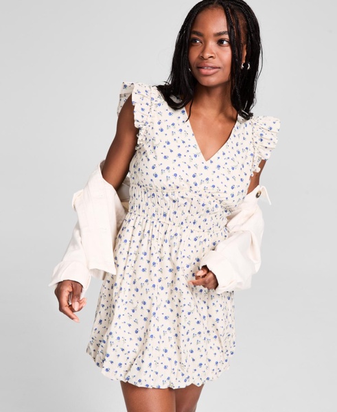 Women's Floral Cotton Bubble-Hem Mini Dress, Exclusively at Macy's
