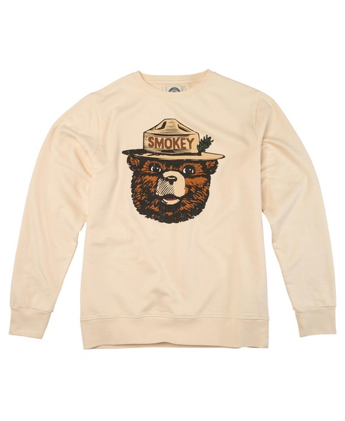 Men's Cream Smokey Bear Sunday Fleece Pullover Sweatshirt