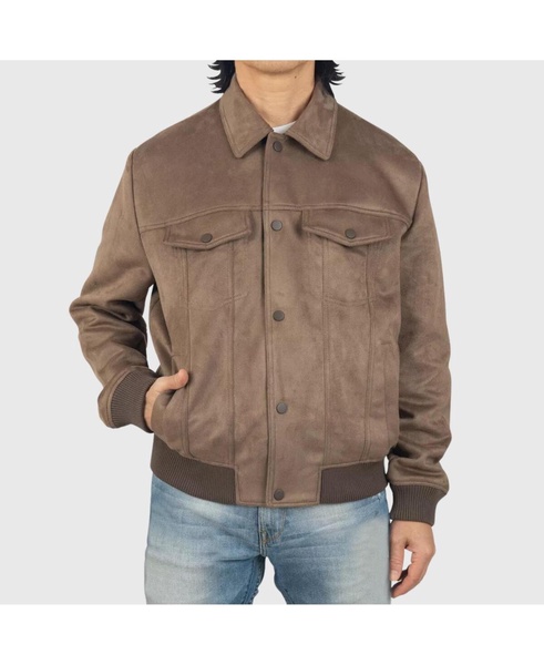 Blake Mens Microsuede Bomber Jacket Slim Fit Casual Softshell Coat