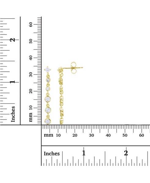 Cubic Zirconia Rhodium Plated Dangling Bezel Set Earrings (Also in 14k Gold Over Silver)