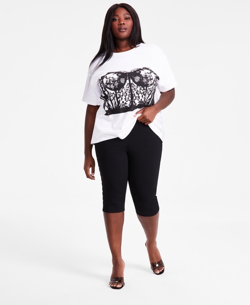 Trendy Plus Size Pull-On High-Rise Stud-Trim Capri Pants, Exclusively at Macy's  