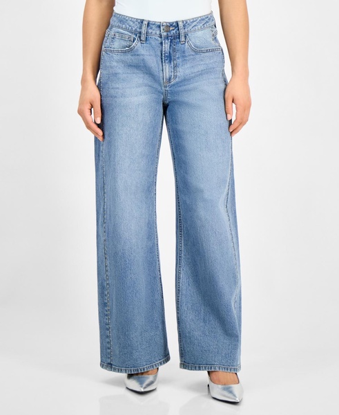 Petite Studded Mid-Rise Wide-Leg Jeans, Exclusively at Macy's