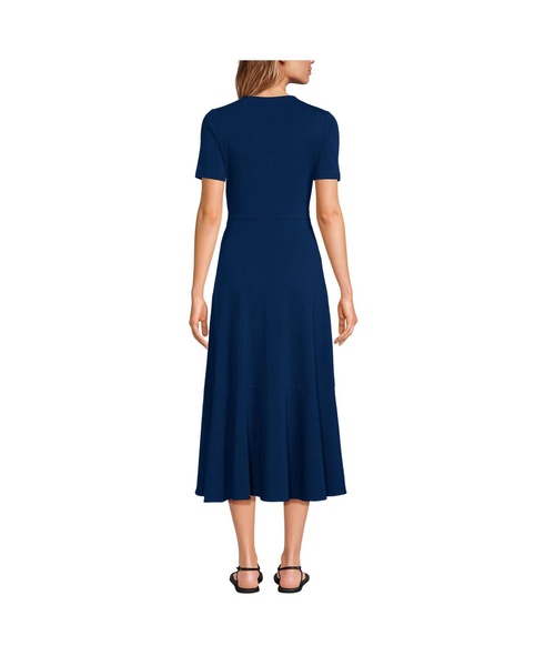Women's Cotton Modal Vneck Wrap Midi Dress
