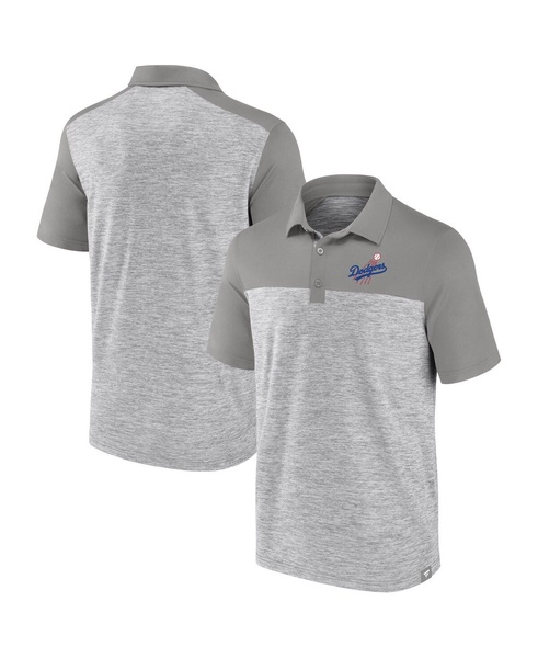Men's Heather Gray Los Angeles Dodgers True Classics Avid Fan Brushed Polo