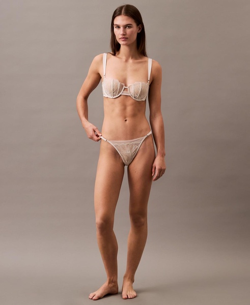 Women's CK Black Floral Lace Unlined Balconette Bra QF8028