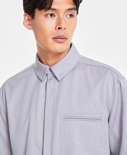 Men's Clean One Pocket Heathered Shirt Jacket, Created for Macy's