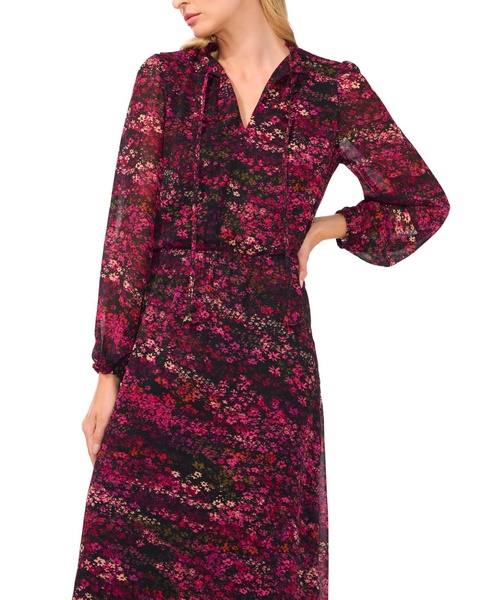 Women's Printed Split-Neck Maxi Dress