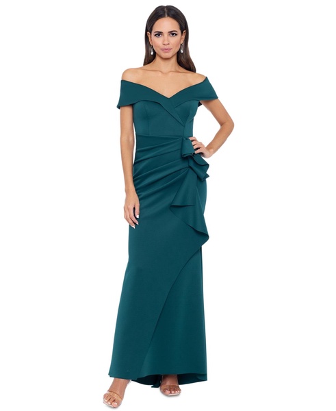 Petite Off-The-Shoulder Ruffle Gown 