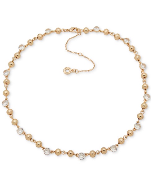 Gold-Tone Crystal Collar Necklace, 16"+ 3" extender 