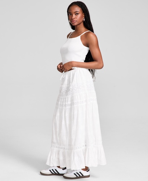 Petite Embroidered Lace-Trim Maxi Skirt, Exclusively at Macy's