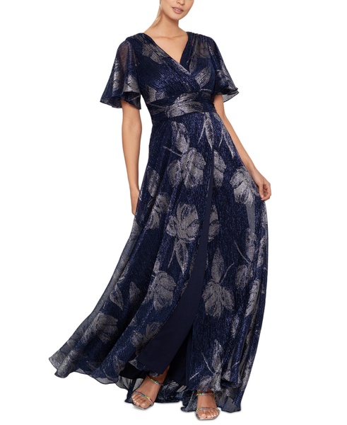 Women's Crinkled Flutter-Sleeve Gown