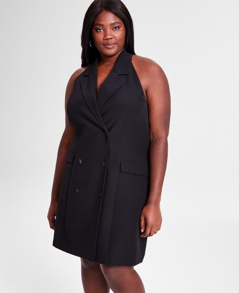 Trendy Plus Size Halter Sleeveless Blazer Dress, Exclusively at Macy's 