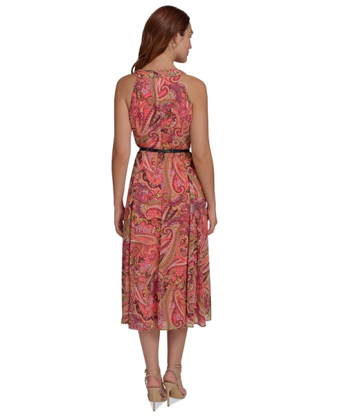 Petite Paisley-Print Belted Midi Dress