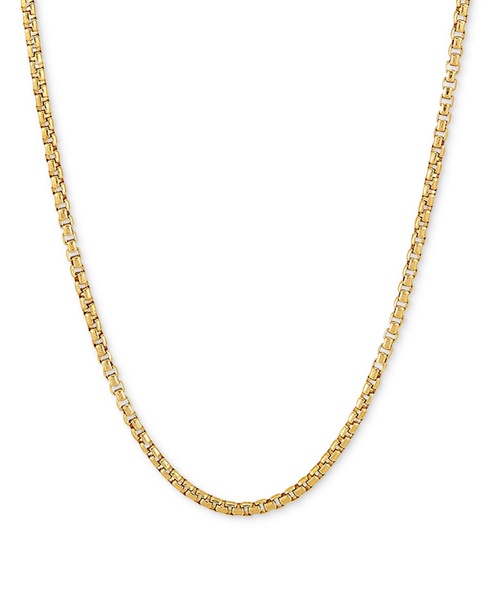 Rounded Box Link 22" Chain Necklace (2mm) in Sterling Silver or 18k Gold-Plated Over Sterling Silver