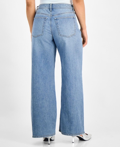 Petite Studded Mid-Rise Wide-Leg Jeans, Exclusively at Macy's