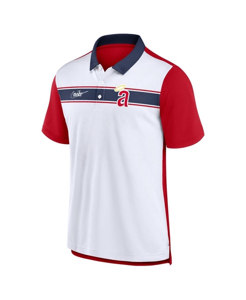 Men's White, Red California Angels Rewind Stripe Polo Shirt