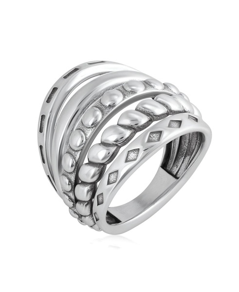 Sterling Silver Textured Five Band Ring, Size 11