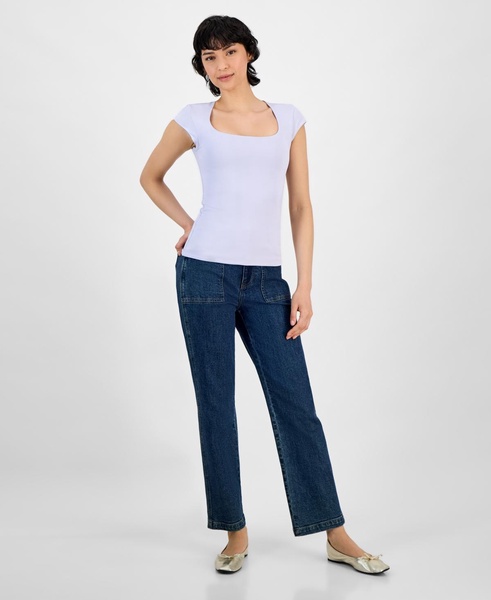 Women's Square Neck Cap Sleeve Top, Exclusively at Macy's