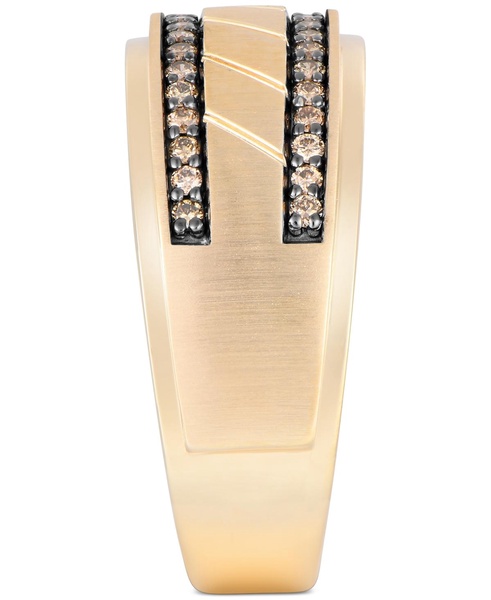 Men's Black Diamond Double Row Band (1/3 ct. t.w.) in 10k Gold (Also in Light Brown Diamond)