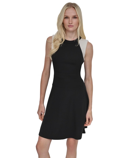 Women's Colorblocked Sleeveless Scuba Crepe Dress