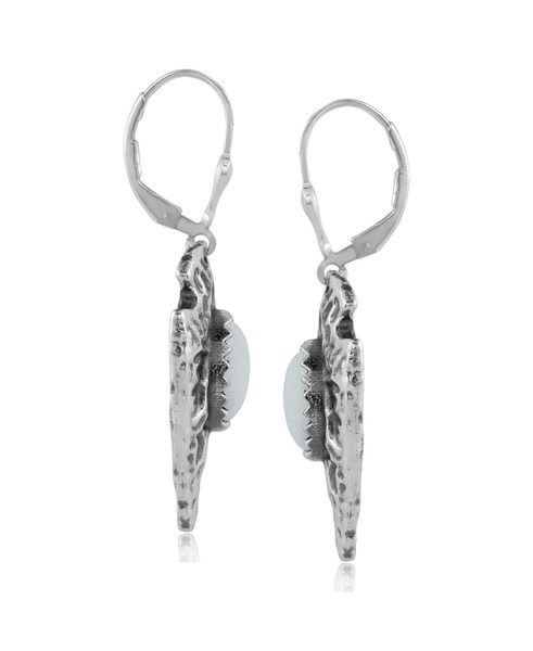 Fritz Casuse Sterling Silver Arrowhead and White Agate Gemstone Lever Back Earrings