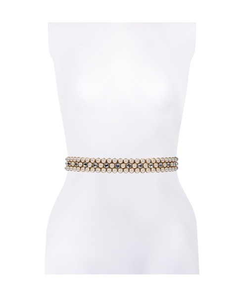 Women's Imitation Pearl Bridal Satin Bow Belt