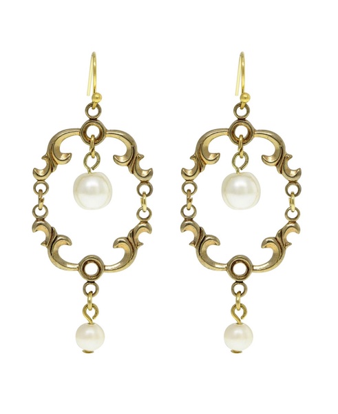 14K Gold-tone Pear Drop Wire Earring