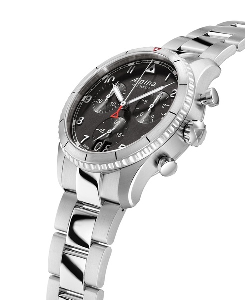 Men's Swiss Chronograph Startimer Pilot Stainless Steel Bracelet Watch 44mm