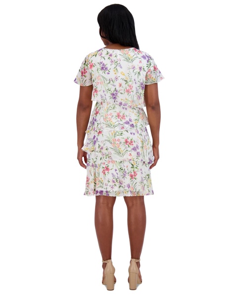 Women's Tiered Floral-Print Chiffon Dress