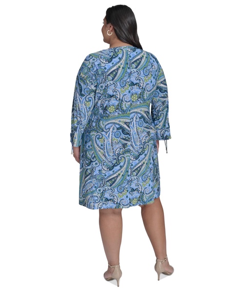 Plus Size Printed 3/4-Sleeve Shift Dress