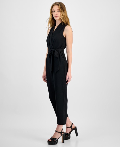 Women's Shawl-Collar Belted Straight-Leg Jumpsuit, Exclusively at Macy's