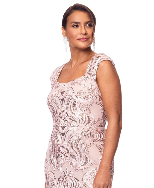 Women's Square-Neck Sleeveless Lace Gown