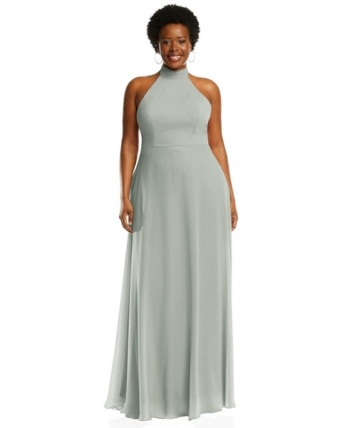 Plus Size High Neck Halter Backless Maxi Dress