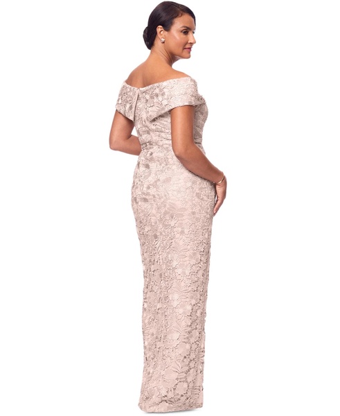 Women's Lace Off-The-Shoulder Side-Slit Gown